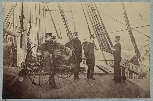 Admiral Farragut and Captain Drayton on deck of U.S. frigate Hartford