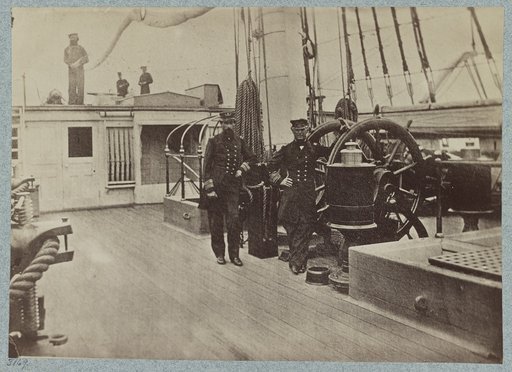 Admiral Farragut and Captain Drayton on deck of U.S. frigate Hartford