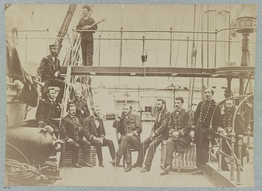 Officers on deck on U.S. frigate Sabine