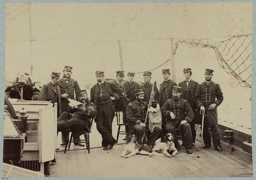 Officers on deck of U.S. gunboat Miami
