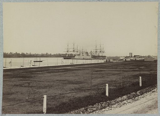 U.S. frigates Constitution and Santee at Naval Academy, Annapolis, Maryland