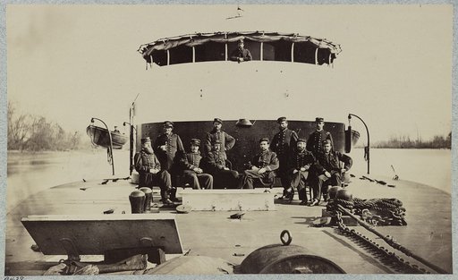 Officers on deck of the monitor Saugus, James River, Va.