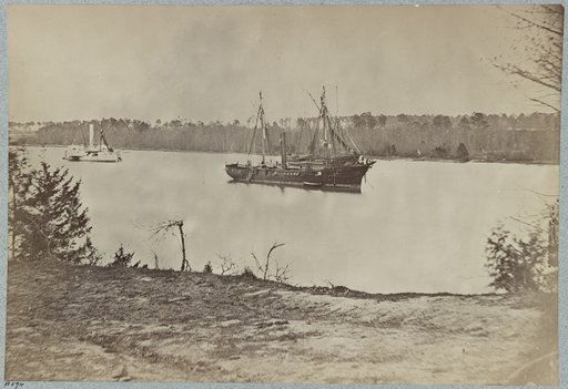 Looking down James River from Dutch Gap, February 1865
