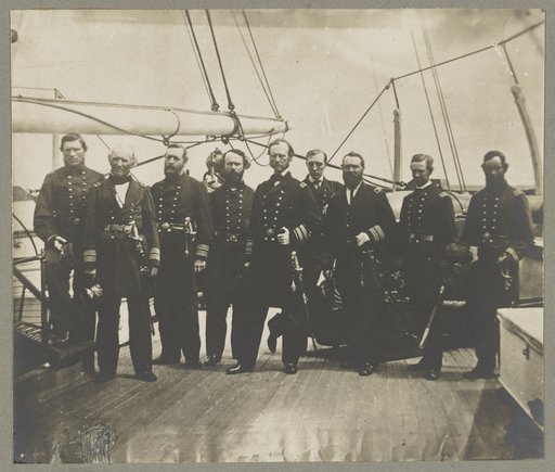Dalgren [i.e. Dahlgren], Admiral and his staff on U.S.S. Pawnee