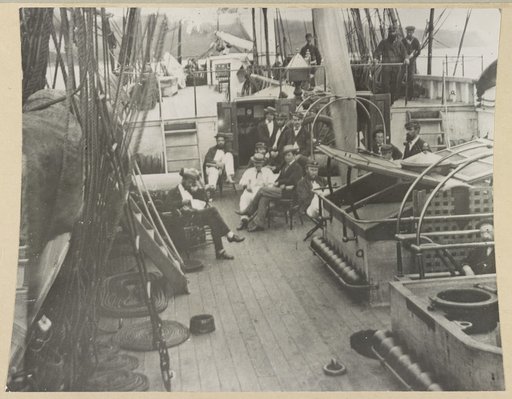 U.S. Naval officers relaxing on deck