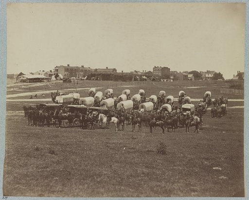 Wagon train of U.S. Military Telegraph Corps, Richmond, Va., April, 1865