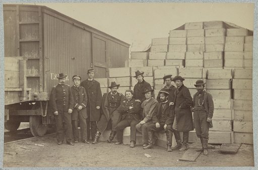 Group at Commissary Depot, Acquia [i.e. Aquia] Creek Landing, Va., Feb. 1863