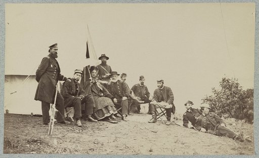 Kate Chase Sprague with Gen. J. J. Abercrombie and staff