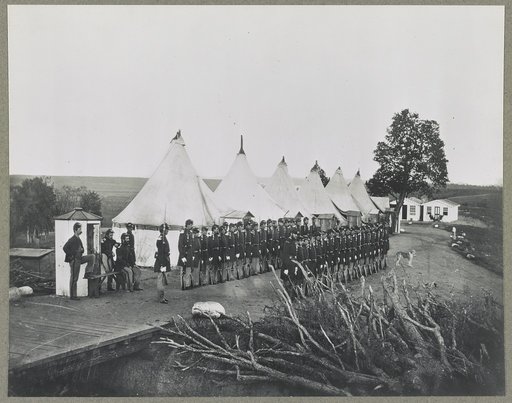 Infantry company on parade, 1865?