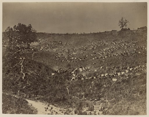 Where five thousand Confederate prisoners lay camped. A scene after the Battle of Spotsylvania - May, 1864