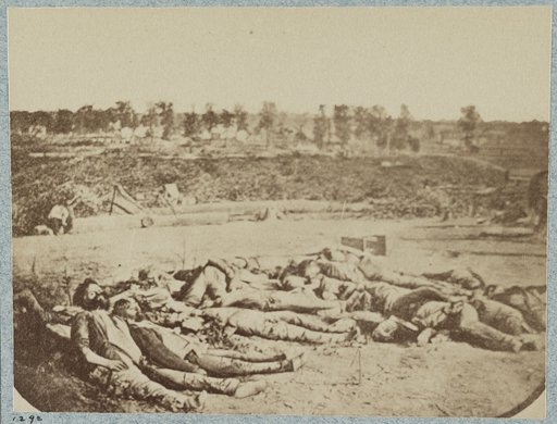 Confederate dead in front of Fort Robinette, Corinth, Mississippi