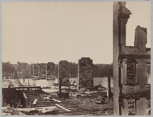 Ruins of Richmond and Petersburg Railroad Bridge, Richmond, Va., April, 1865