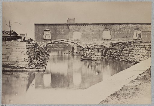 Canal and ruins of Richmond and Danville Railroad Depot, Richmond, Va., April, 1865