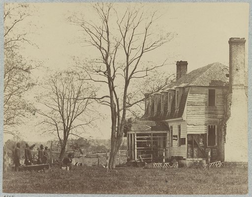 The Moore House, near Yorktown, Va., showing effect of fire from Confederate batteries