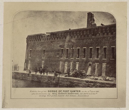 Exterior view of the gorge of Fort Sumter on the 14th, April 1861 after its evacuation by Maj. Robert Anderson, 1st Arty. U.S.A. Comdg showing that portion towards Fort Johnson, James Island