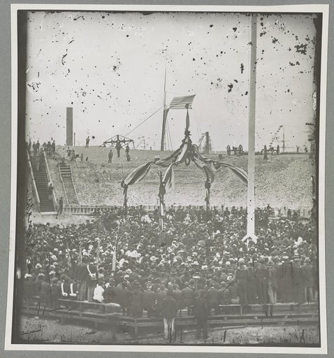 Charleston, S.C. April 14, 1865. Flag-raising ceremony, with Brevet Maj. Gen. Robert Anderson and Henry Ward Beecher present