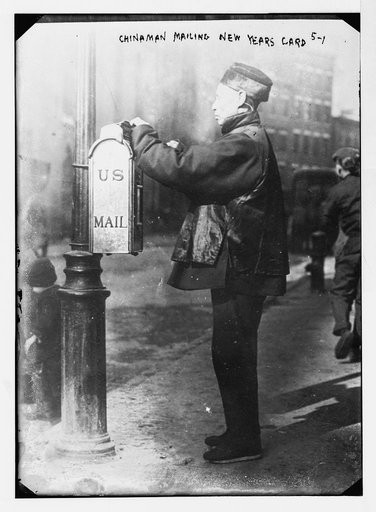 Chinaman mailing New Year's card