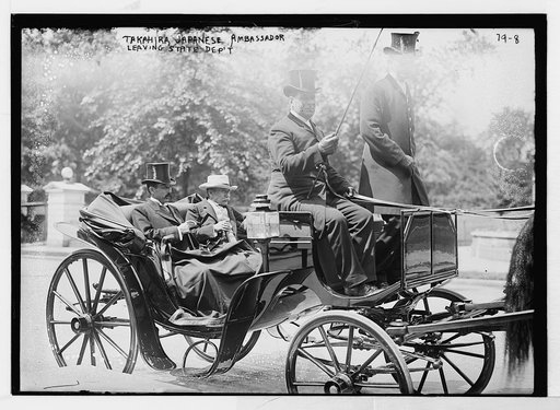 K. Takahira, Japanese ambassador, leaving State Dept. in carriage with unidentified gentleman, Washington