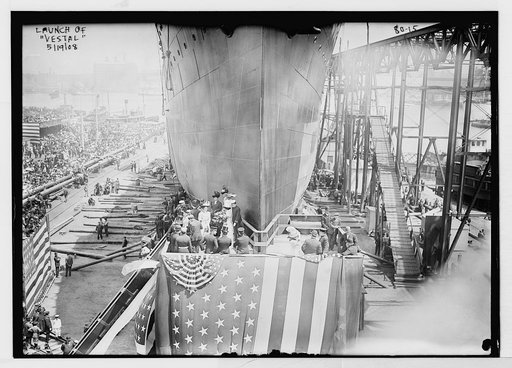 Launching of "Vestal" - view from bow, Brooklyn, N.Y.