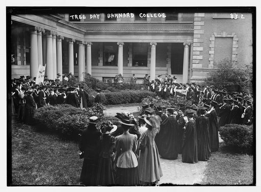 Barnard College Tree Day, class grouped outside, New York