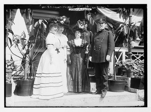 Garden party on Governor's Island, Mrs. F.D. Grant, Mrs. Elihu Root Jr. , Gen. Grant, Mrs. F.M. Gibson, New York