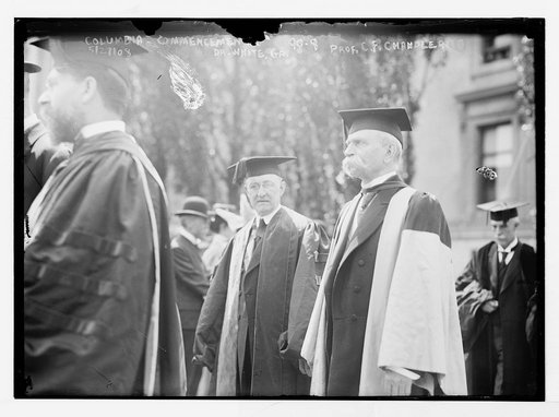 Columbia University commencement: Dr. White, GA., Prof. C.F. Chandler in academic gowns, New York