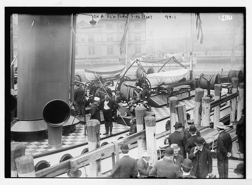 Reviewing group on New York fire boat, New York