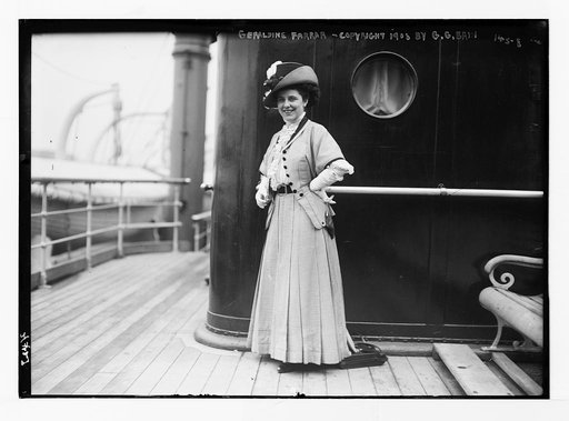 Geraldine Farrar, on ship