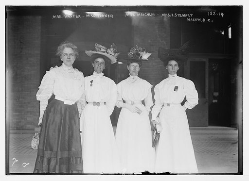 Mrs. Rafter, Miss Towner, Mrs. Malcolm, Mrs. N. Stewart, standing together, Washington, D.C.