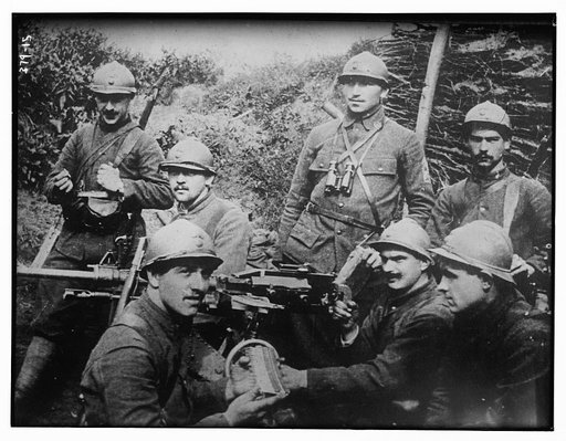 War scene: soldiers prepare ammo