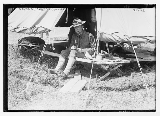 Writing home, Fort Hamilton