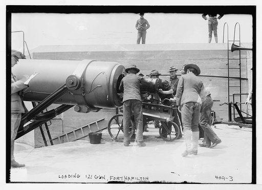 Loading 12' gun, Fort Hamilton