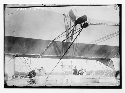 Men in basket of Zeppelin Air Ship