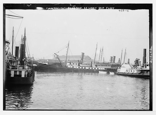 Manzanita - flagship of lightship fleet [at pier, Tompkinsville