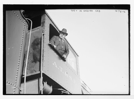 Taft in engine cab