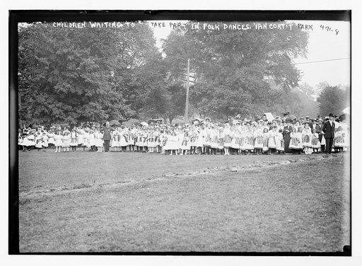 Children waiting to take part in folk dances, Van Cort't Park [New York