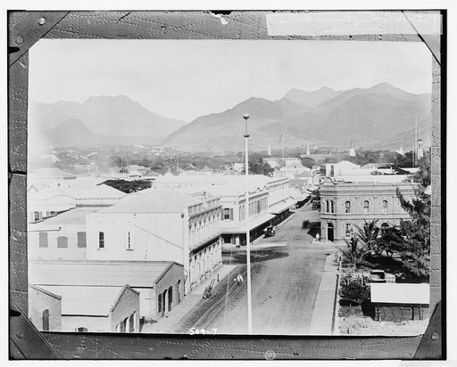 Street looking towards hills, Honolulu