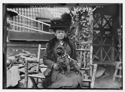 Mrs. E.L. Pulsifer with "Champion Maurice II", (French Bulldog)