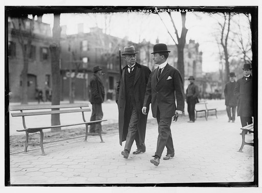 Gen. Hains and Maj. Hains [walking outside courthouse, Flushing, N.Y.