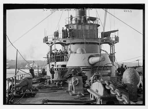 Deck scene aboard Amiral Aube, French ship