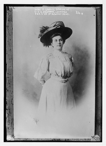Anne P. Cahall, sponsor of U.S.S. Delaware, launched Feb. 6, 1909, at Newport News, VA