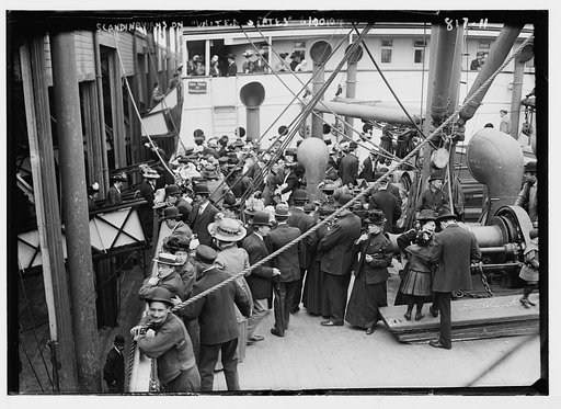 Scandinavians on deck of liner "United States"