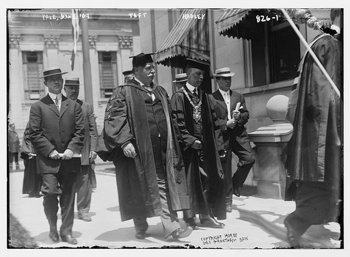 Taft and Hadley in academic dress at Yale, New Haven, Conn.