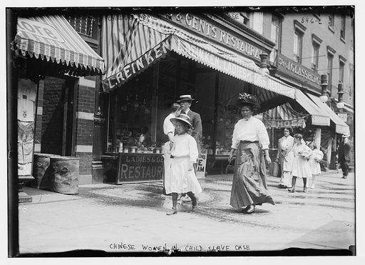 Chinese women and children in child slavery case, in street