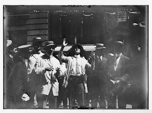 Men on the curb-signals to offices
