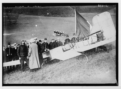 Bleriot and aeroplane on flying field at Dover