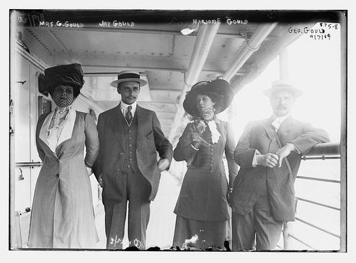 Mrs. G. Gould, Jay Gould, Marjorie Gould, and Geo. Gould, in boat deck