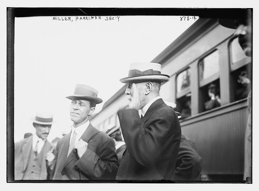 Alex. Miller, Harriman's secretary, with others outside Harriman special train