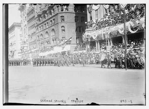 German sailors parade on street, New York