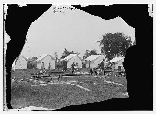 Newsboys camp, showing tents
